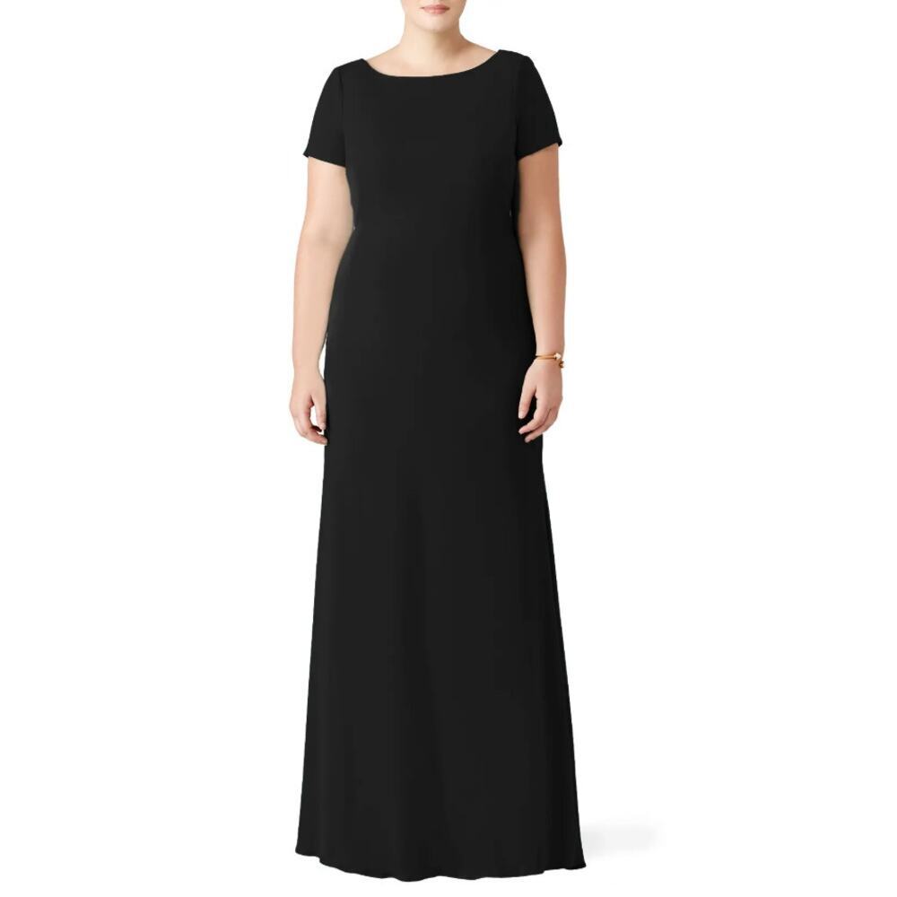 Badgley Mischka Black Cascade Gown Size 14